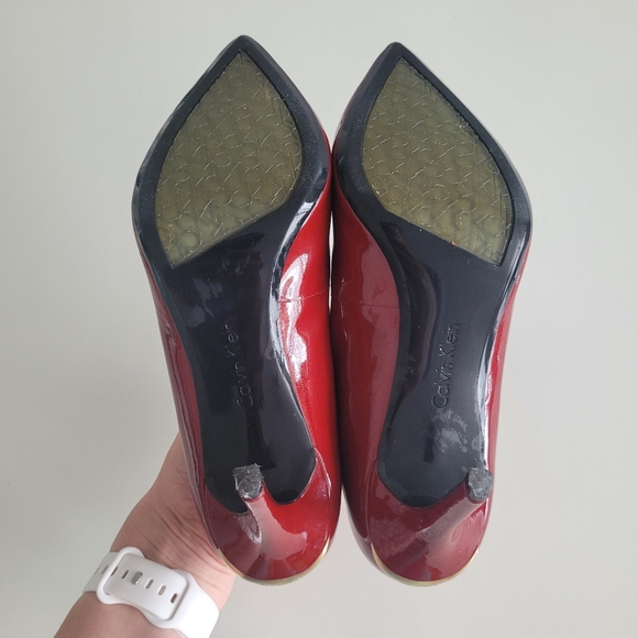 Calvin Klein Gayle Women's Pointy Toe Classic Pump Dress Heels Crimson Red - Picture 6 of 16